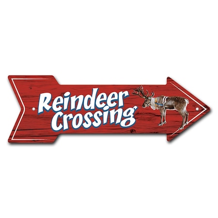 Signmission Reindeer Crossing Arrow Sign Funny Home Decor 18in Wide P-ARROW-999645